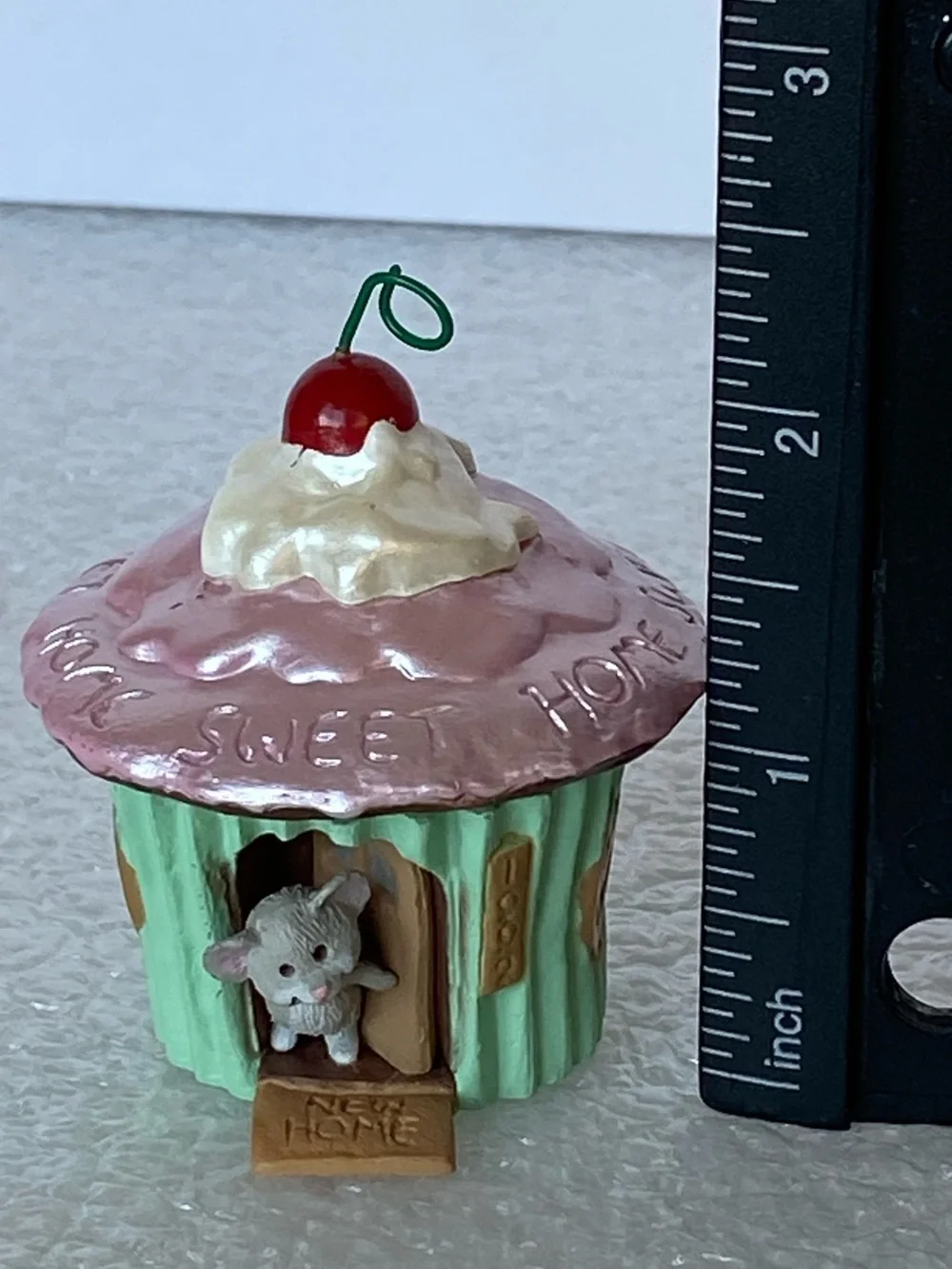Vintage 1992 Hallmark Keepsake New Home Cupcake Mouse Christmas Ornament